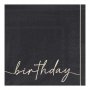 Sm servietter - Bursdag - Svart/Natur - 16-pakning