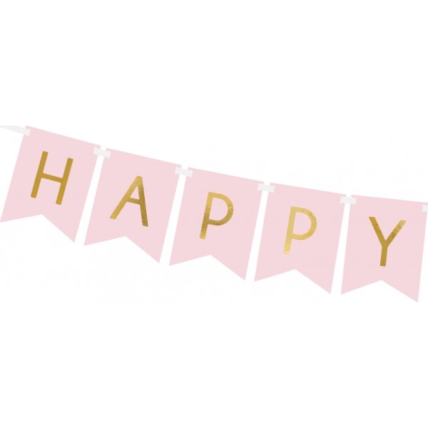 Vimpel - Gratulerer med dagen - Rosa/Gull Vimpel - Gratulerer med dagen - Rosa/Gull