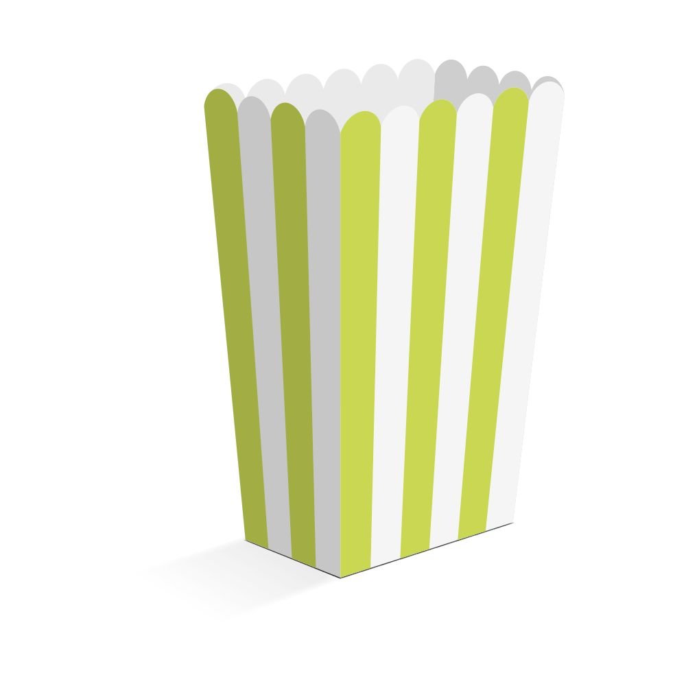 Snackbokser – Limegrønn – 6,3 × 4,4 × 13,5 cm – 8-pakning – Popcornbokser, Godteriposer og snackbokser