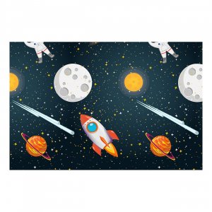 Duk Space Party - Gjenbrukbar plast 120x180 cm