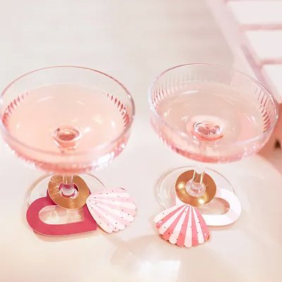 Drikkelapper - Badedrakt - Rosa/Gull - 10-pakning