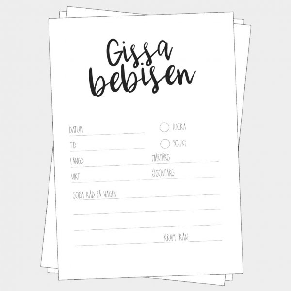 Gjett babyen - Svart/Hvit - 8-pakning