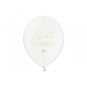 Ballonger - Just Married - Hvit/Gull - 50-pakning