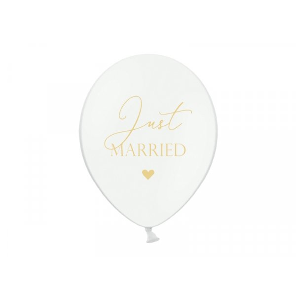 Ballonger - Just Married - Hvit/Gull - 50-pakning Ballonger - Just Married - Hvit/Gull - 50-pakning