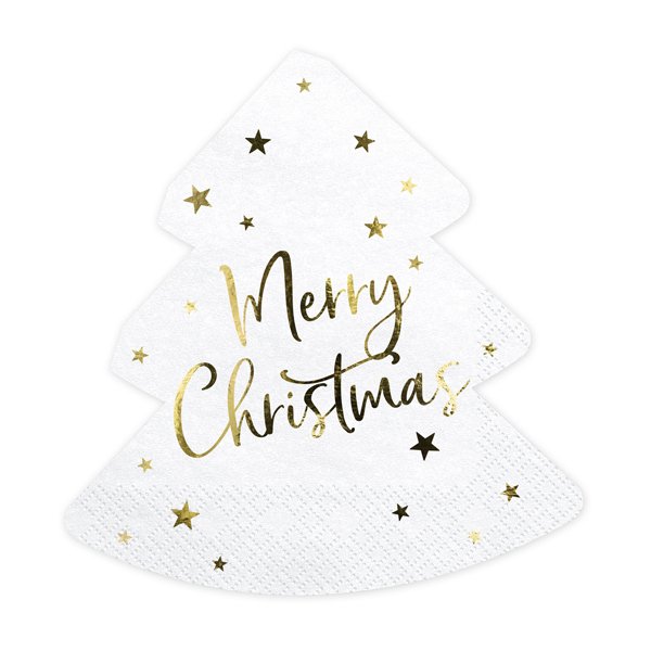 Servietter - Juletre - Hvit/Gull - 20-pakning Servietter - Juletre - Hvit/Gull - 20-pakning