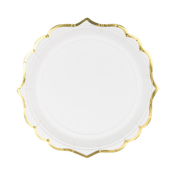 Desserttallerkener - Hvite med gullkant - 6-pakning Desserttallerkener - Hvite med gullkant - 6-pakning