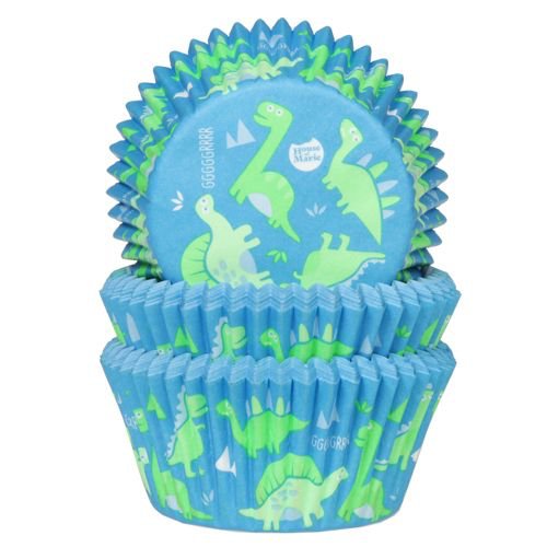 Cupcake-former - Dinosaurer - Blå/grønn - 50-pakning Cupcake-former - Dinosaurer - Blå/grønn - 50-pakning