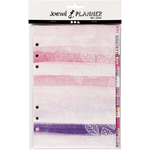 Skilleark - A5 - Gull/Lilla/Rosa - 12 stk