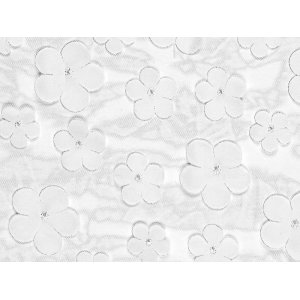 Bordløper - Tyll med blomster - Hvit - 5m Bordløper - Tyll med blomster - Hvit - 5m