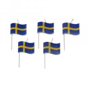 Kakelys med det svenske flagget - 5 stk Kakelys med det svenske flagget - 5 stk