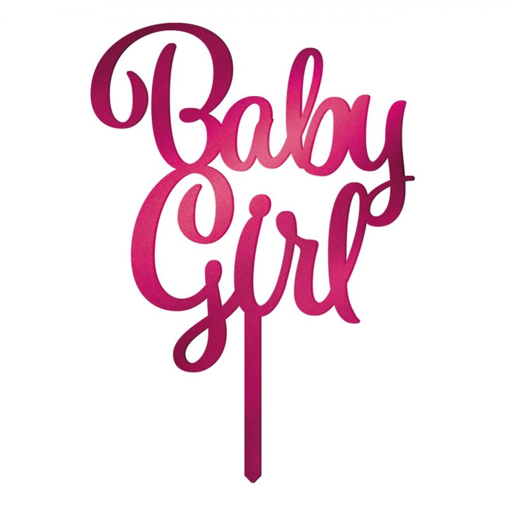 Kakedekorasjon – Jentebaby – Rosa – Kakelys, Kakepynt til fester
