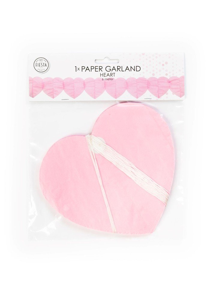 Girlander - Hjerter - Lys rosa - 6 m - Vimpler, Hengende dekorasjoner