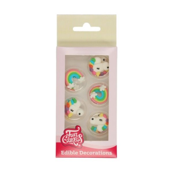 Sukkerdekorasjoner - Enhjørninger og Regnbuer - FunCakes - 12 stk Sukkerdekorasjoner - Enhjørninger og Regnbuer - FunCakes - 12 stk