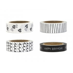 Washitape - 4-pakning - Svart Mix