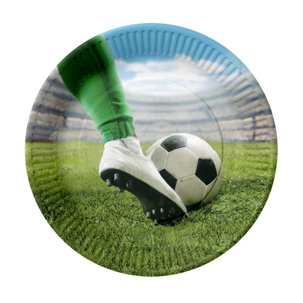 Papirtallerkener - Fotball - 23 cm - 8-pakning Papirtallerkener - Fotball - 23 cm - 8-pakning
