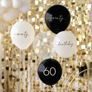 Ballongbukett - 60-�rsdag - Svart/Natur