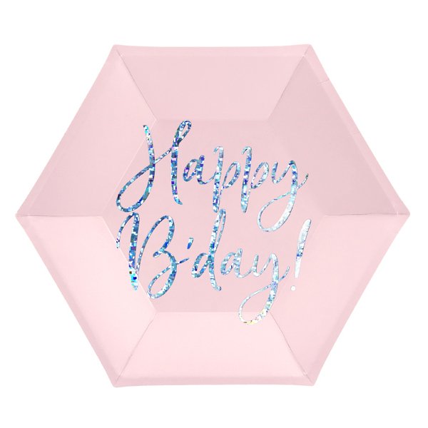 Dessertfat - Gratulerer med dagen - Rosa/Iriserende - 6-pakning Dessertfat - Gratulerer med dagen - Rosa/Iriserende - 6-pakning