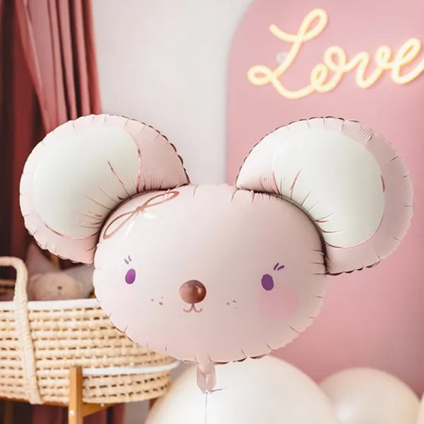 Folieballong - Mus - Rosa