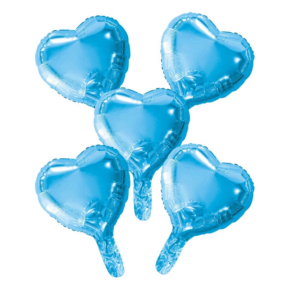 Folieballonger – Hjerter – Babyblå – 23 cm – 5-pakning – Hjerter, Folieballonger, Ballonger