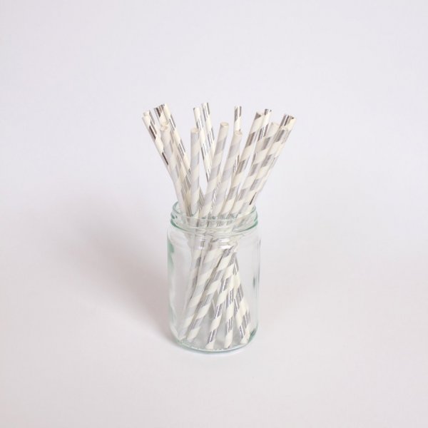 Sugerr - Stripete - Slv Metallisk - 10 stk