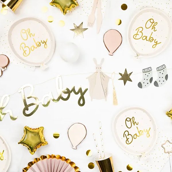 Papptallerkener - Ballong - Oh Baby - 6-pakning