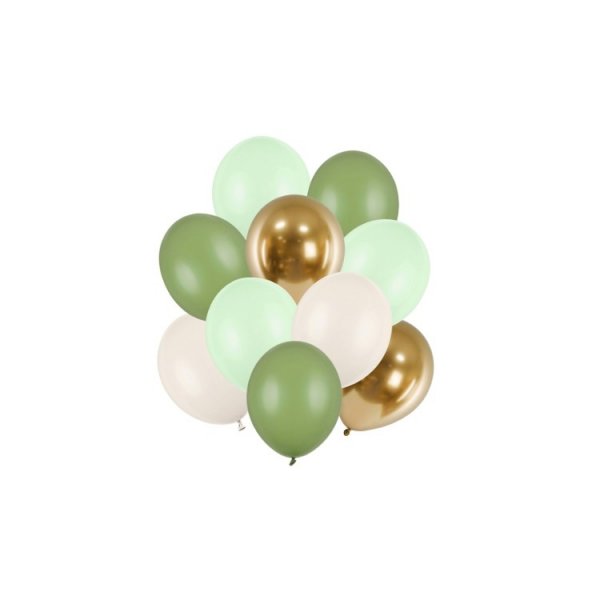 Ballongbukett - Gr�nn/gull - 10 stk