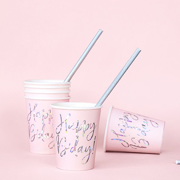 Pappkrus - Gratulerer med dagen - Rosa/Iriserende - 6-pakning Pappkrus - Gratulerer med dagen - Rosa/Iriserende - 6-pakning