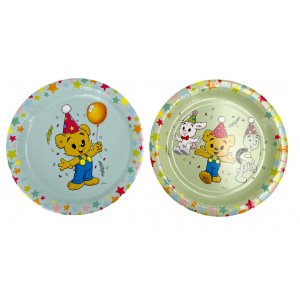 Papptallerkener - 23 cm - 8 stk - Grønn/Blå - Bamse Party Papptallerkener - 23 cm - 8 stk - Grønn/Blå - Bamse Party