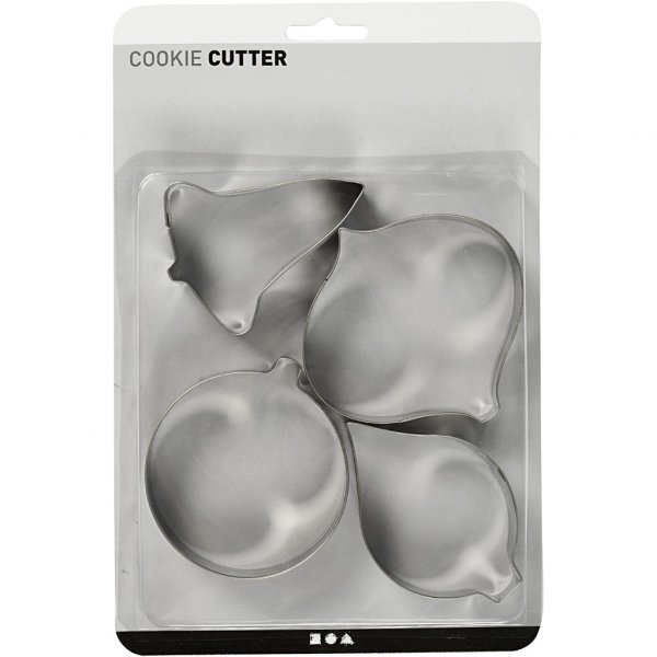 Pepperkakeformer/kakeformer - 4-pakning - Klokke/Balle/Dråpe/Prisme Pepperkakeformer/kakeformer - 4-pakning - Klokke/Balle/Dråpe/Prisme