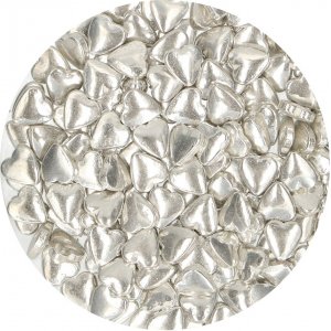 Strøssel - Sølvhjerter - Metallisk - Funcakes - 80 g Strøssel - Sølvhjerter - Metallisk - Funcakes - 80 g