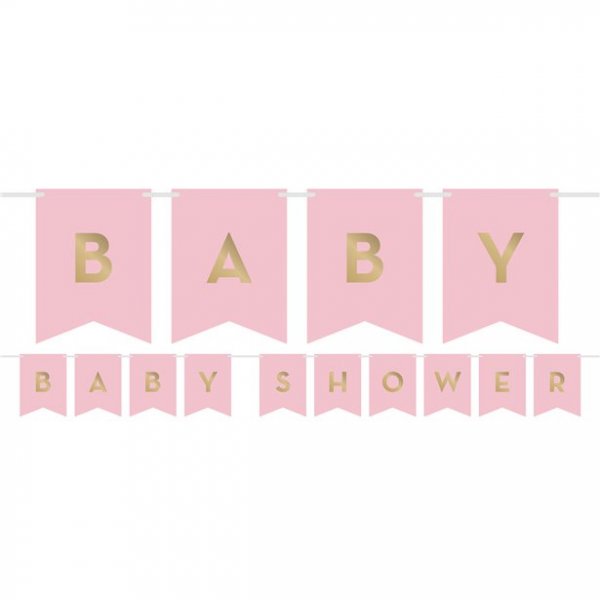 Vimpel med klistremerker - Babyshower - Rosa/Gull Vimpel med klistremerker - Babyshower - Rosa/Gull