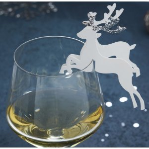 Glassdekorasjoner - Reinsdyr - Hvit/Slvglitter - 10-pakning