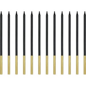 Kakelys - Lange - Svart/Gull - 12-pakning