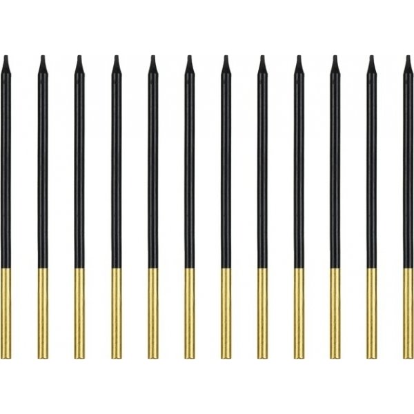 Kakelys - Lange - Svart/Gull - 12-pakning Kakelys - Lange - Svart/Gull - 12-pakning