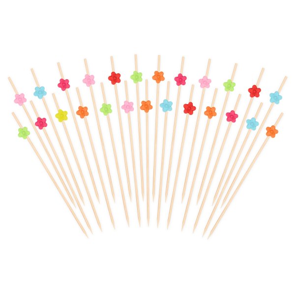 Snackpinner/Drikkepinner - Sm� blomstermiks - 12 cm - 25 stk