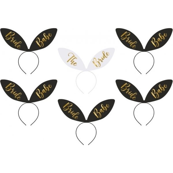 Tiara - 6-pakning - Bride Squad - Svart/Gull Tiara - 6-pakning - Bride Squad - Svart/Gull