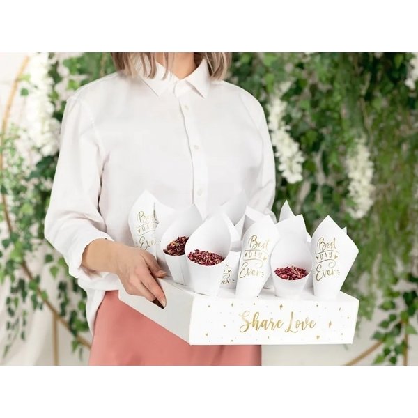 Konfettikjegler - Hvite - Beste dag noensinne - 16-pakning