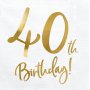Servietter - 40-rsdag - Hvit/Gull - 20-pakning
