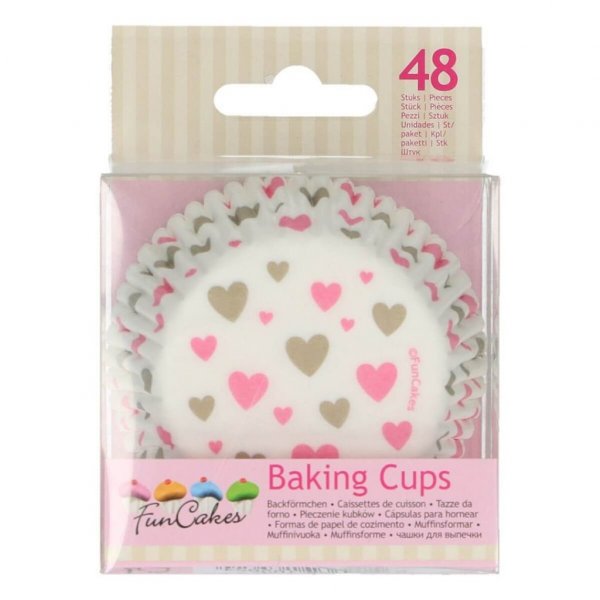 Muffinsformer - Hjerter - Rosa/Gull - 48-pakning Muffinsformer - Hjerter - Rosa/Gull - 48-pakning