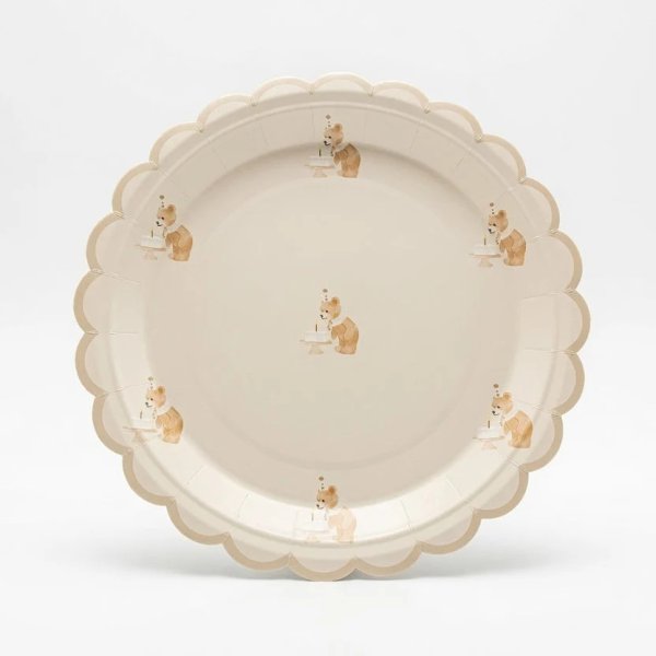 Papptallerkener - Bursdagsbjørn - 22 cm - Lavendelblå - 8-pakning Papptallerkener - Bursdagsbjørn - 22 cm - Lavendelblå - 8-pakning