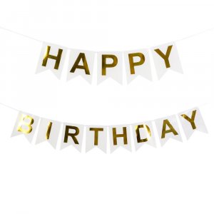 Vimpel - Gratulerer med dagen - Hvit/Gull