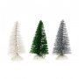 Julenissetilbehør - Små grantrær - 4-pakning - Farge: Sølv