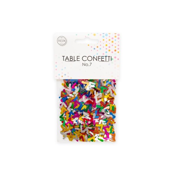 Bordkonfetti - Nummer 7 - Metallisk fargemiks - 14 g Bordkonfetti - Nummer 7 - Metallisk fargemiks - 14 g