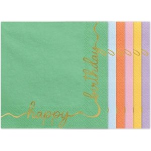 Servietter - Gratulerer med dagen - Blandede farger - 12-pakning Servietter - Gratulerer med dagen - Blandede farger - 12-pakning