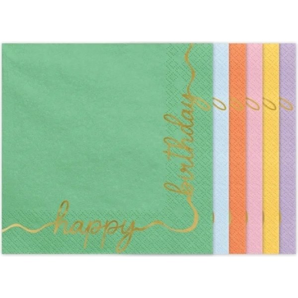 Servietter - Gratulerer med dagen - Blandede farger - 12-pakning Servietter - Gratulerer med dagen - Blandede farger - 12-pakning