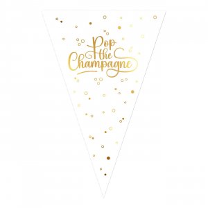 Vimpel Girlander med champagnemotiv - hvit/gull - 6m Vimpel Girlander med champagnemotiv - hvit/gull - 6m