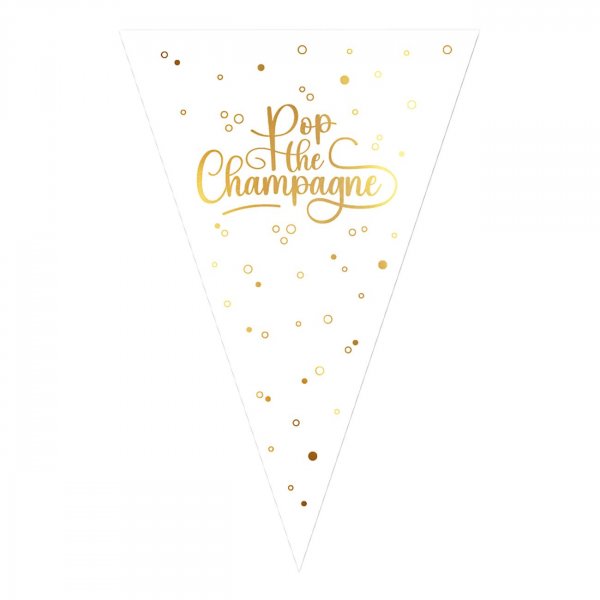 Vimpel Girlander med champagnemotiv - hvit/gull - 6m Vimpel Girlander med champagnemotiv - hvit/gull - 6m
