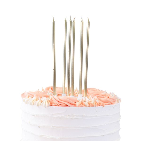 Ekstra lange kakelys - 18 cm - Gull - 16 stk