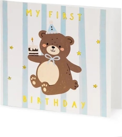 Bursdagskort - Min første bursdag - Teddybjørn Bursdagskort - Min første bursdag - Teddybjørn
