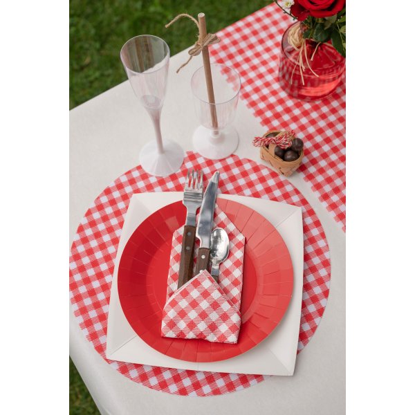 Papirtallerkener - R�de - 22,5 cm - 10-pakning